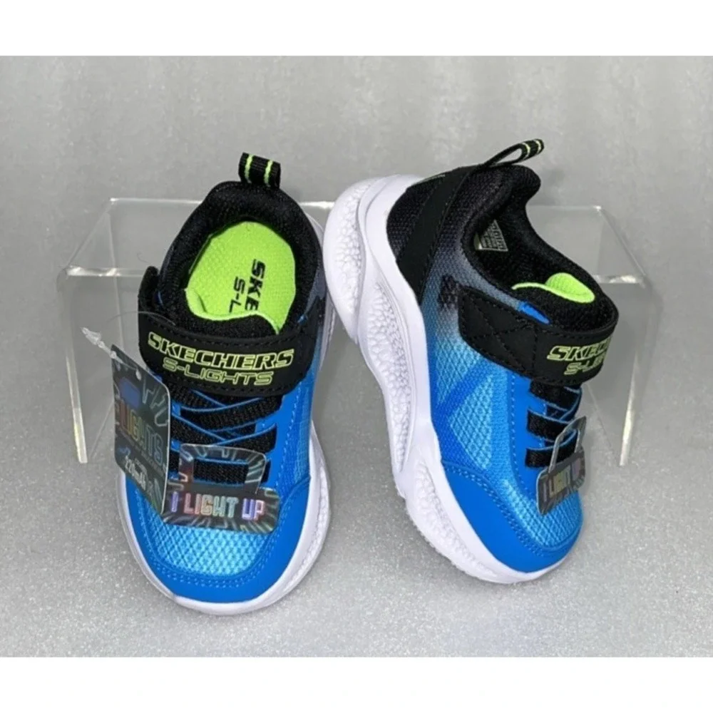 S Lights By Skechers Meteor‎ Krendox Sneakers Stretch Laces Toddler Boy Size 5